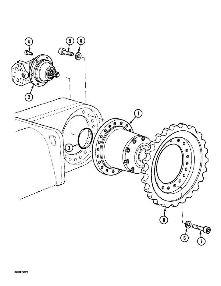 Схема запчастей Case 1088 - (6-02) - HYDRAULIC MOTOR TO FINAL DRIVE TRANSMISSION (06) - POWER TRAIN