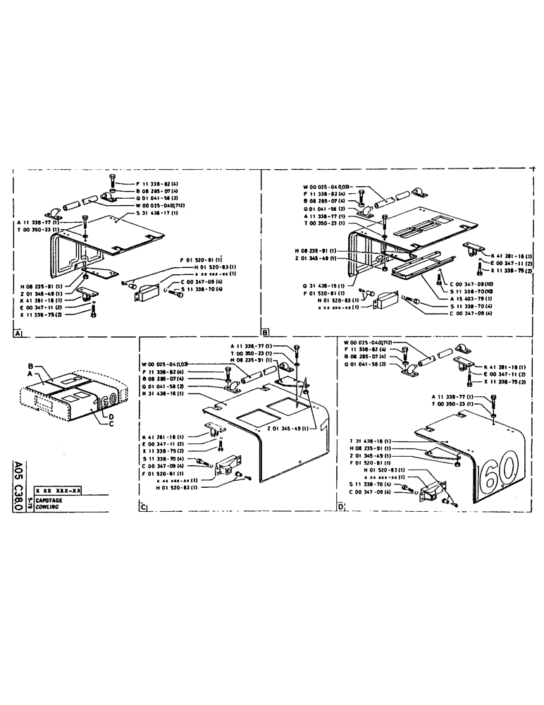 Схема запчастей Case 160CK - (010) - COWLING (05) - UPPERSTRUCTURE CHASSIS
