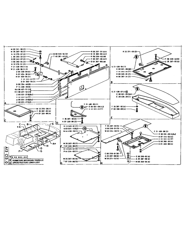 Схема запчастей Case 160CL - (019) - UPPERSTRUCTURE LOWER LOCK (05) - UPPERSTRUCTURE CHASSIS