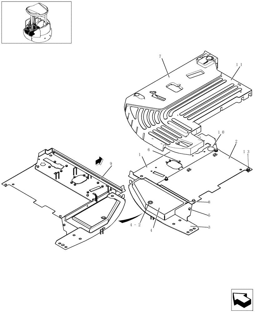 Схема запчастей Case CX27B - (170-60[1]) - FLOOR-CAB (CANOPY - NIBBLER & BREAKER) (90) - PLATFORM, CAB, BODYWORK AND DECALS