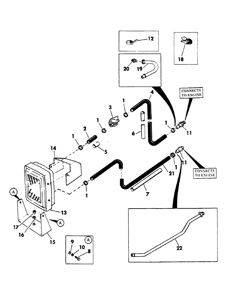Схема запчастей Case 40BLC - (290) - HEATER AND HOSES, (USED ON UNITS WITH SERIAL NUMBER 6275249 AND AFTER) (05) - UPPERSTRUCTURE CHASSIS