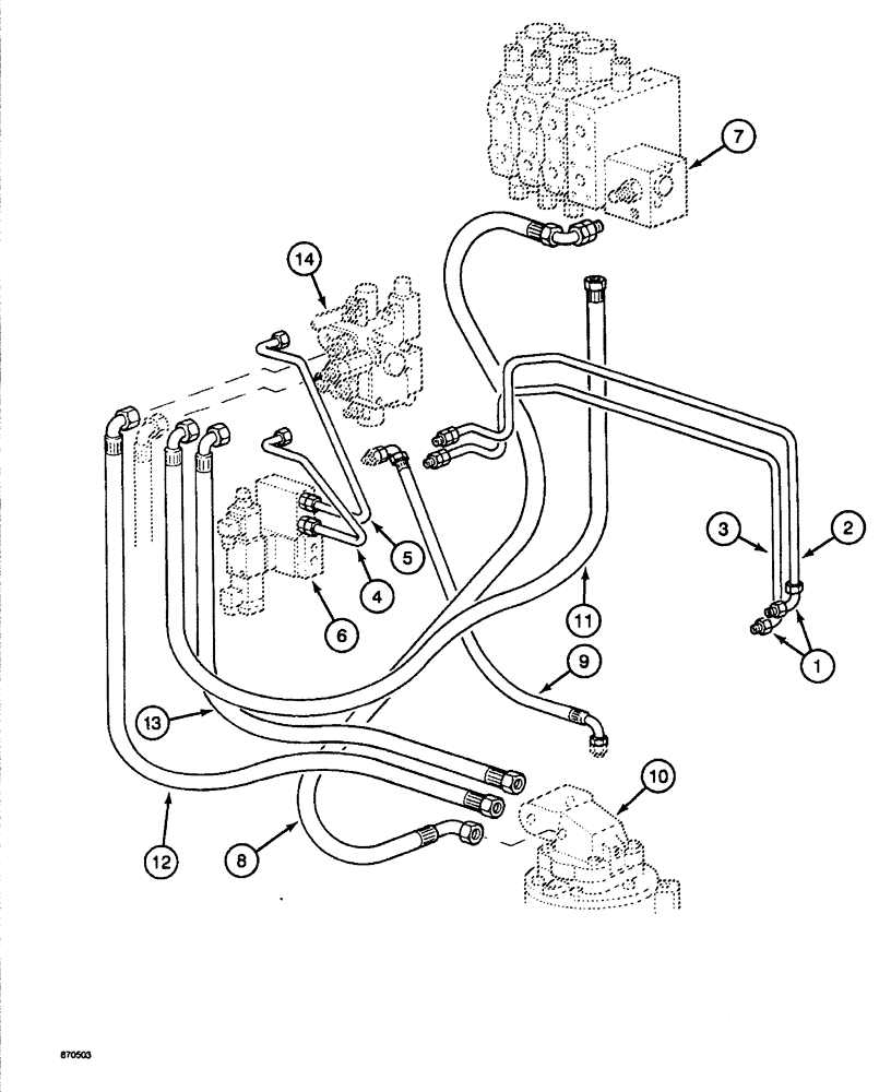 Схема запчастей Case 688 - (8-076) - SWING MOTOR HYDRAULIC CIRCUIT (08) - HYDRAULICS