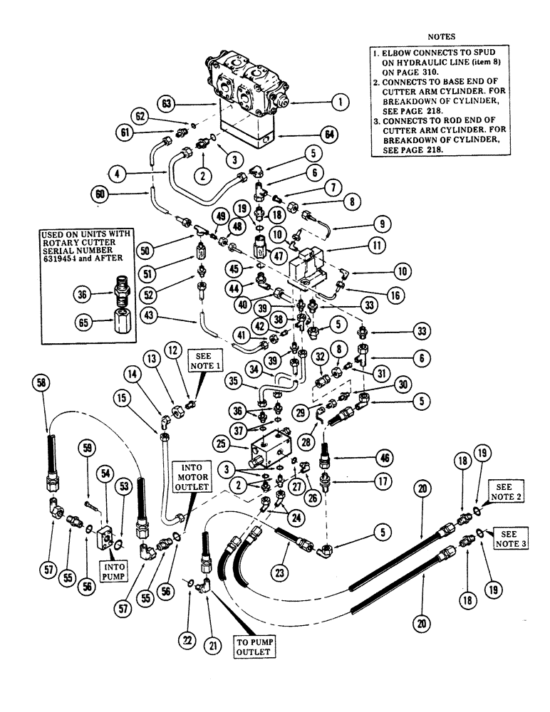 Схема запчастей Case 40BLC - (314) - ROTARY CUTTER HYDRAULICS, (USED WITH ROTARY CUTTER) (07) - HYDRAULIC SYSTEM