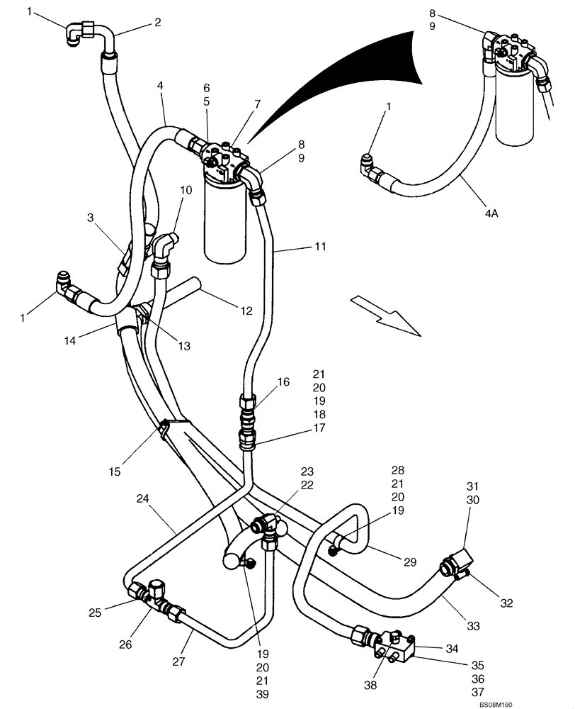 Схема запчастей Case 410 - (06-04) - HYDROSTATICS - PUMP, SUPPLY AND RETURN (06) - POWER TRAIN