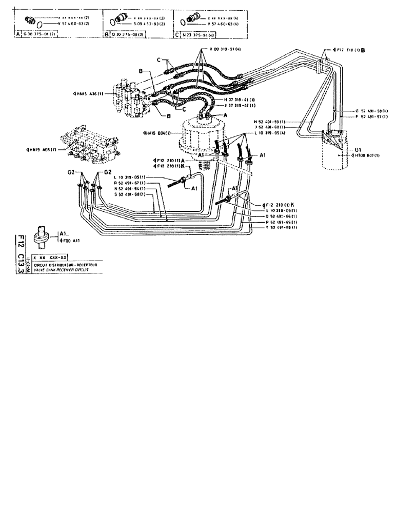 Схема запчастей Case 90BCL - (172) - VALVE BANK RECEIVER CIRCUIT (07) - HYDRAULIC SYSTEM