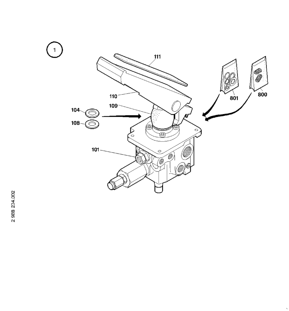 Схема запчастей Case 21D - (26.082[2988234001]) - BRAKE VALVE (33) - BRAKES & CONTROLS