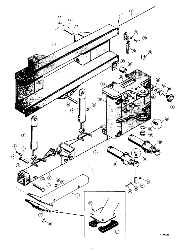 Схема запчастей Case 32 - (081A) - MOUNTING FRAME AND STABILIZERS, FOR MODEL 32-S BACKHOE 