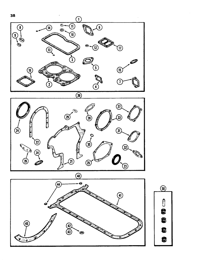 Схема запчастей Case 850C - (038) - ENGINE GASKET KITS, 336BD AND 336BDT DIESEL ENGINE, VALVE GRIND KIT (01) - ENGINE