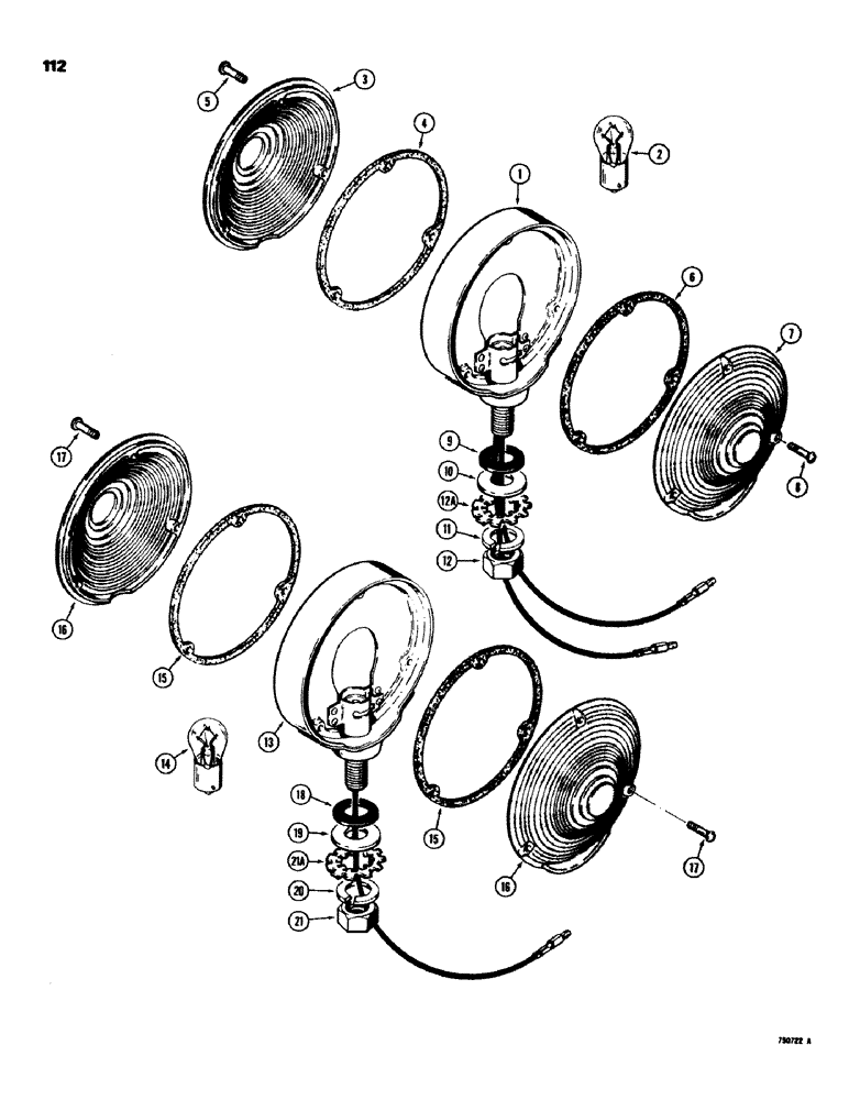 Схема запчастей Case 580C - (112) - TRACTOR LIGHTS, D49733 STOP & TAILLIGHT (04) - ELECTRICAL SYSTEMS
