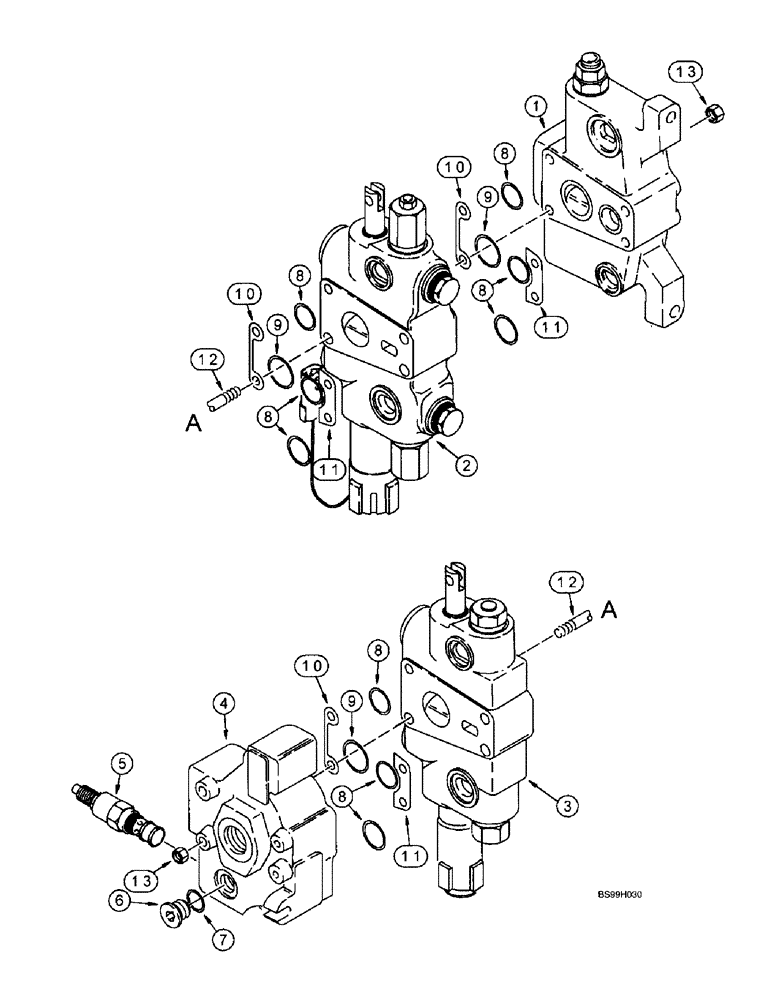 Схема запчастей Case 580L - (8-071A) - LOADER CONTROL VALVE, TWO SPOOL, WITH FEMALE CLEVIS TYPE SPOOL EYES (08) - HYDRAULICS
