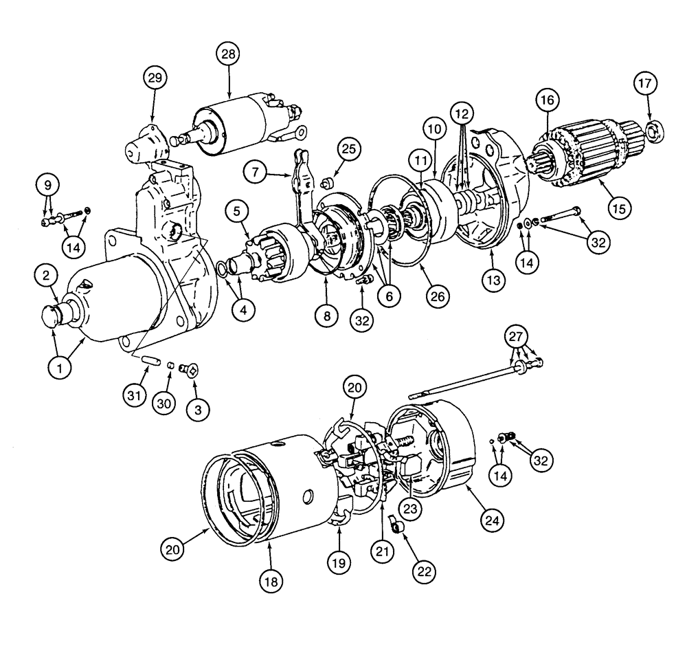 Схема запчастей Case 9050B - (4-04) - STARTER ASSEMBLY, 6D22-T ENGINE (04) - ELECTRICAL SYSTEMS