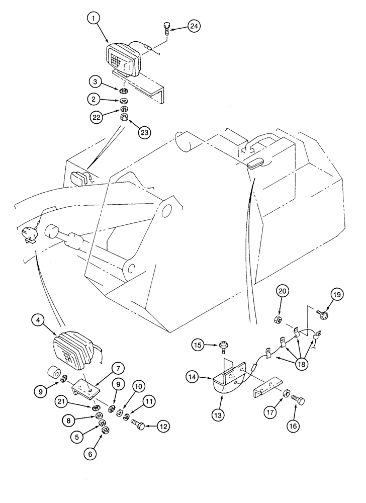 Схема запчастей Case 9060 - (4-24) - WORK LAMPS AND WIRING (04) - ELECTRICAL SYSTEMS