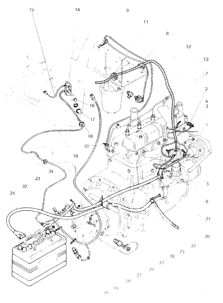 Схема запчастей Case 580F - (039A) - ELECTRICAL STARTER, BATTERY AND CONNECTIONS, STARTING WITH NO 3.736.448 (55) - ELECTRICAL SYSTEMS