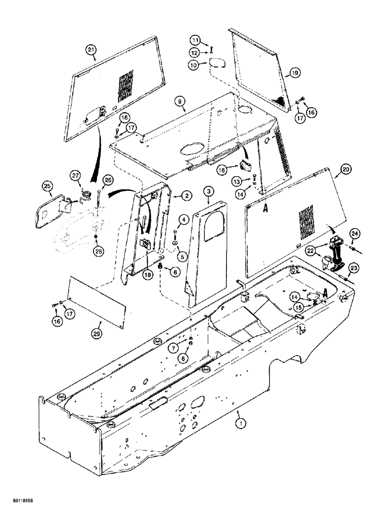 Схема запчастей Case 860 - (9-004) - OPERATORS COMPARTMENT - PLATFORM, FLOOR PLATES, STEERING TOWER AND PANELS (09) - CHASSIS/ATTACHMENTS