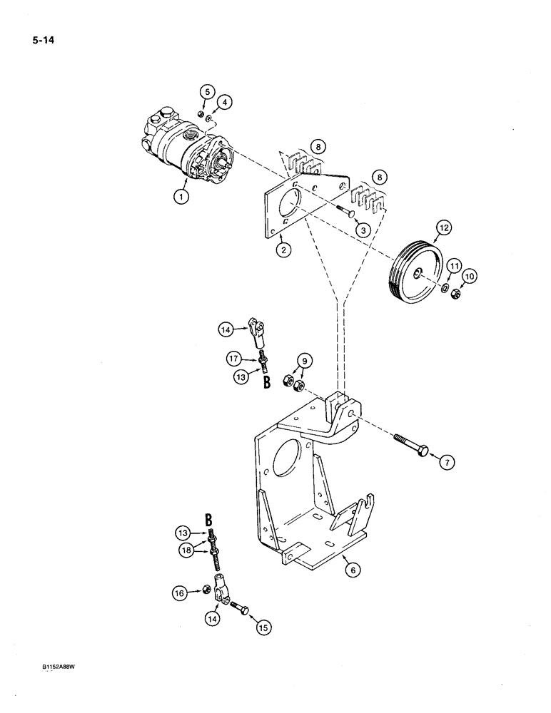 Схема запчастей Case 360 - (5-14) - DUAL PUMP MOUNTING - WISCONSIN GASOLINE ENGINE MODELS, PRIOR TO P.I.N. 1256193 (05) - STEERING