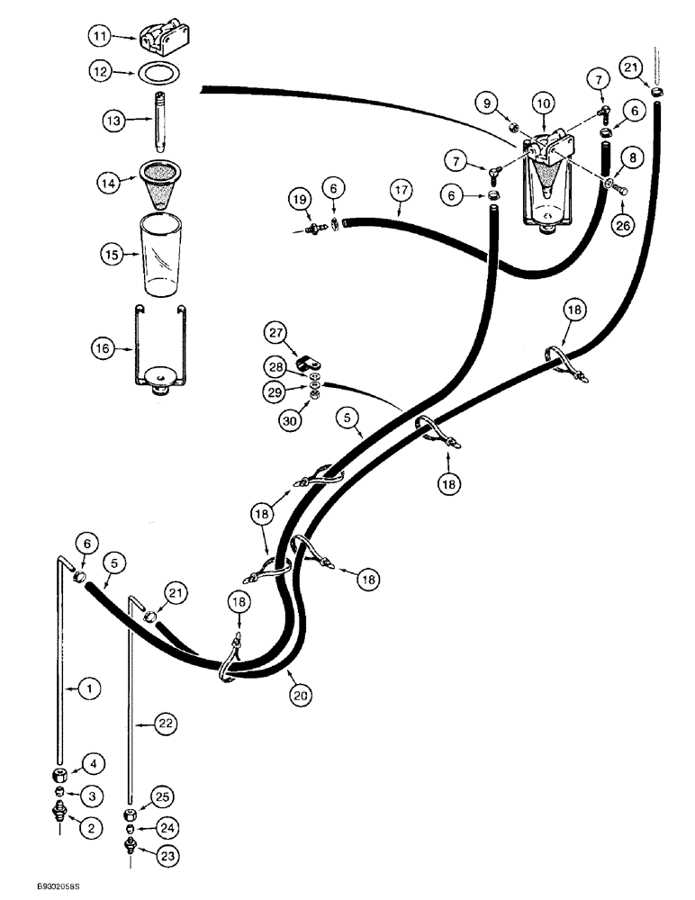 Схема запчастей Case 621B - (3-04) - FUEL LINES AND SEDIMENT BOWL, PRIOR TO P.I.N. JEE0041186 (03) - FUEL SYSTEM