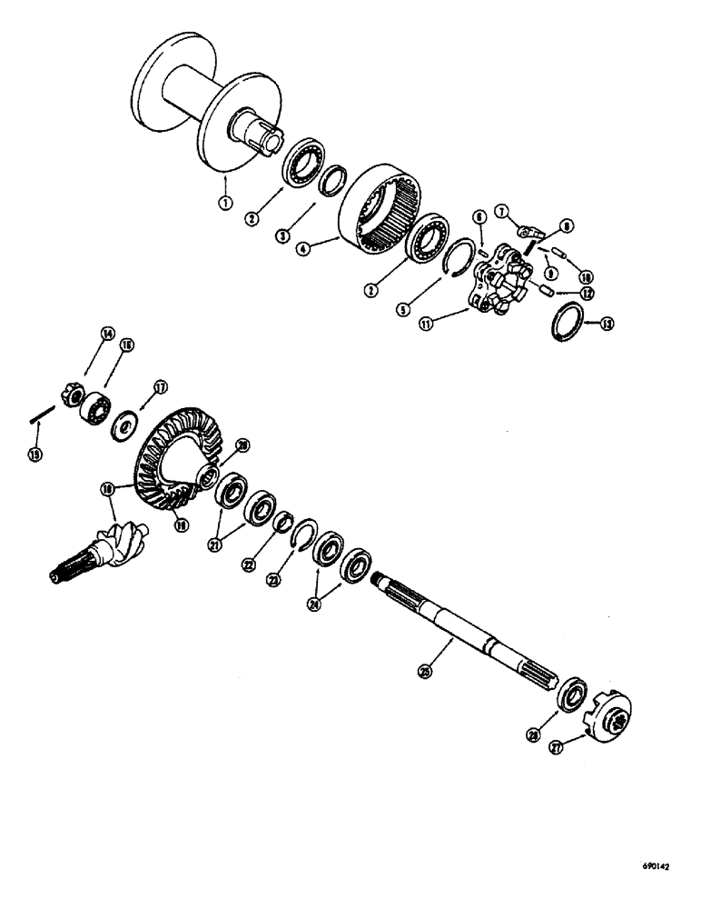 Схема запчастей Case 300 - (182) - CABLE SPOOL AND MAIN DRIVE SHAFT, SWEED WINCH (18) - ATTACHMENT ACCESSORIES