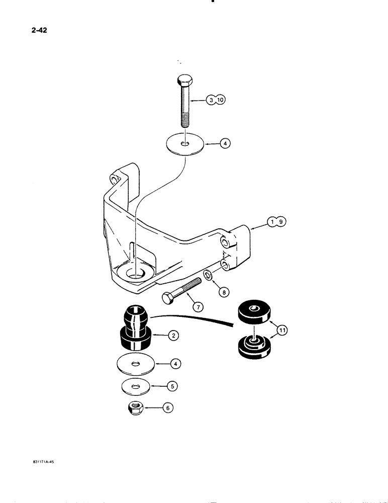 Схема запчастей Case W11B - (2-042) - ENGINE MOUNTING (02) - ENGINE