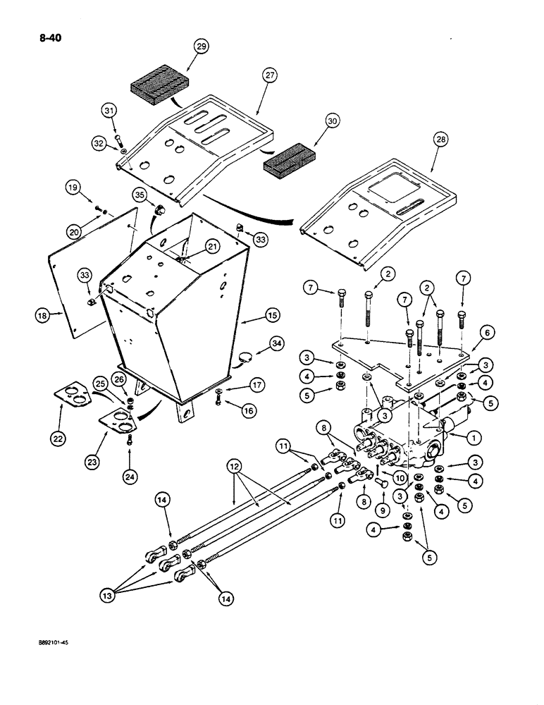 Схема запчастей Case W14C - (8-40) - LOADER CONTROL LINKAGE, VALVE TO TOWER (08) - HYDRAULICS