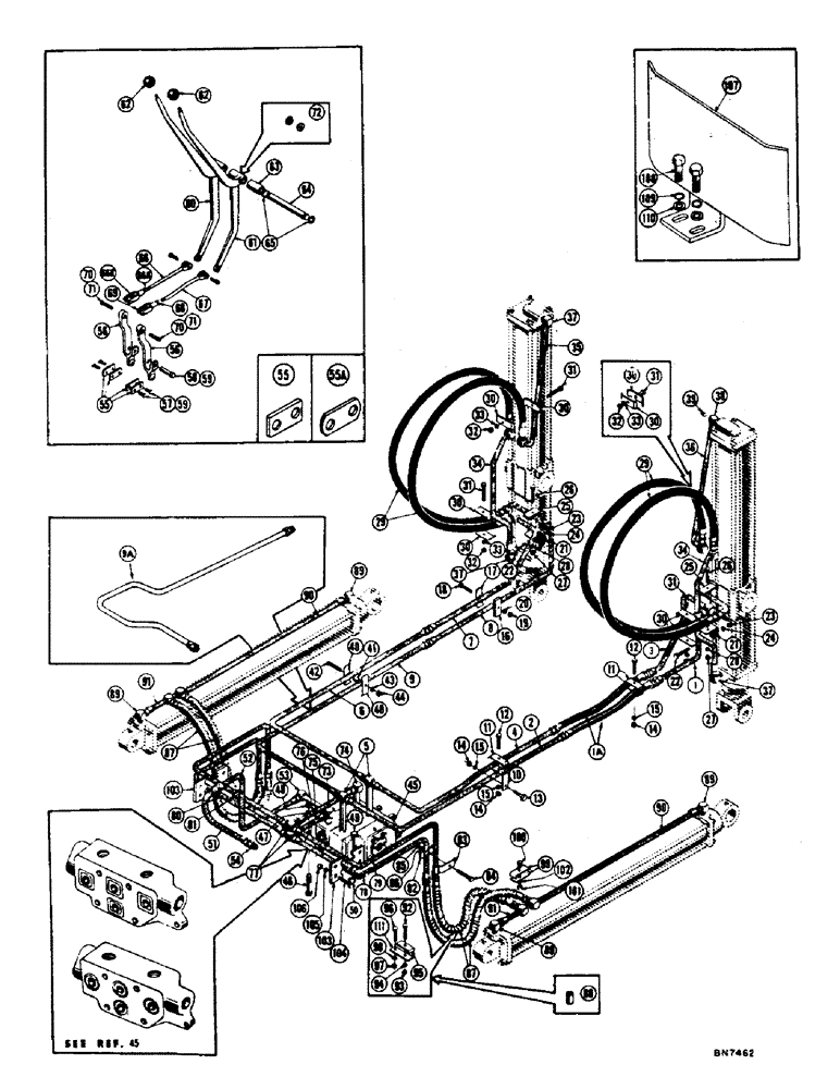 Схема запчастей Case 1000 - (234) - HYDRAULIC ANGLING DOZER HYDRAULICS (07) - HYDRAULIC SYSTEM