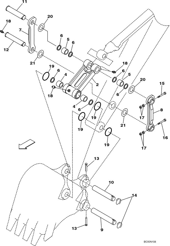 Схема запчастей Case CX290 - (09-50) - BUCKET LINKAGE (09) - CHASSIS
