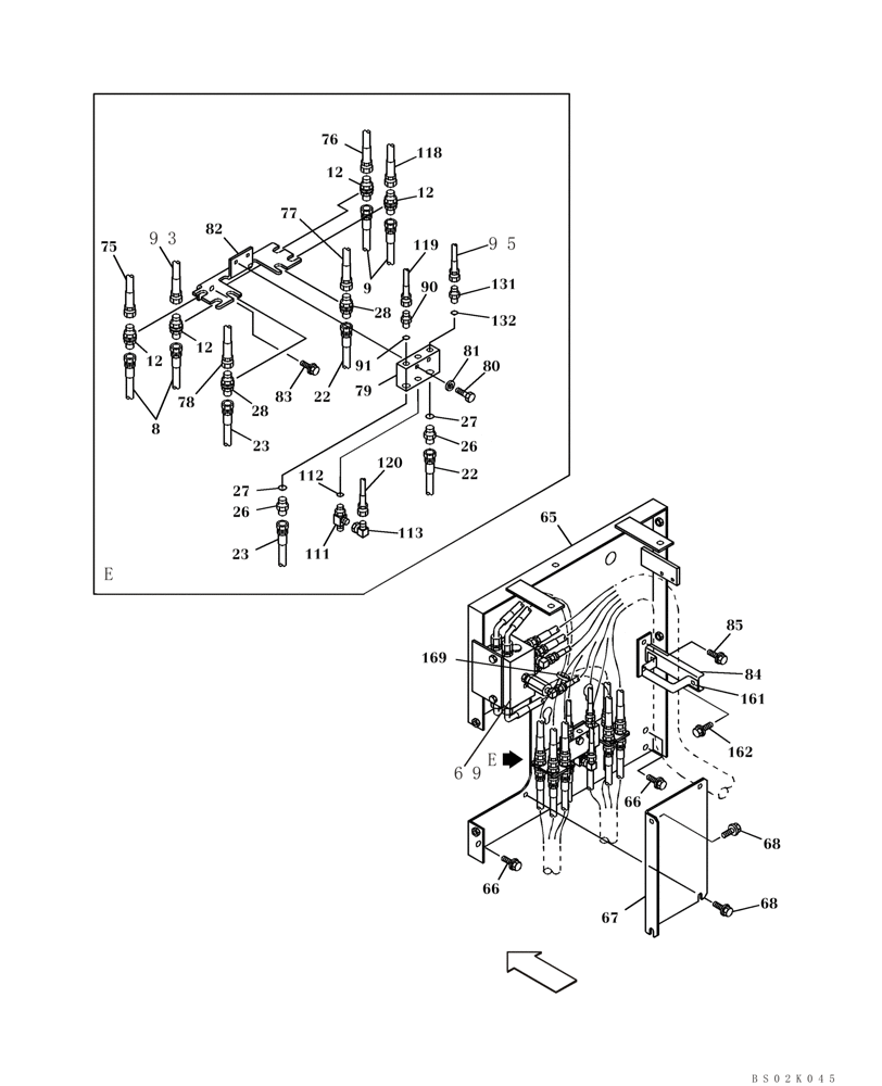 Схема запчастей Case CX330 - (08-26) - PILOT CONTROL LINES, PARTITION - MODELS WITHOUT LOAD HOLD (08) - HYDRAULICS