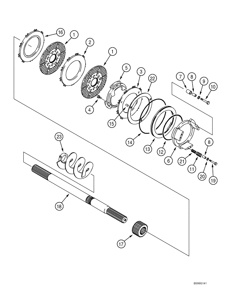 Схема запчастей Case 588G - (07-01) - AXLE, FRONT - BRAKE, DIFFERENTIAL (07) - BRAKES