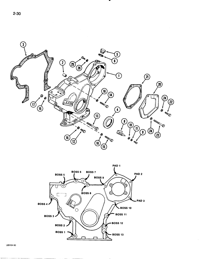Схема запчастей Case W30 - (2-30) - TIMING GEAR COVER, 504BDT ENGINE (02) - ENGINE
