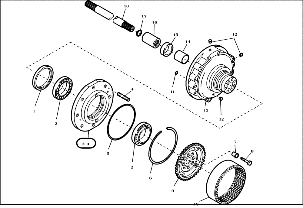 Схема запчастей Case 121E - (02.224[2988321000]) - WHEEL HUB GEAR (27) - REAR AXLE SYSTEM