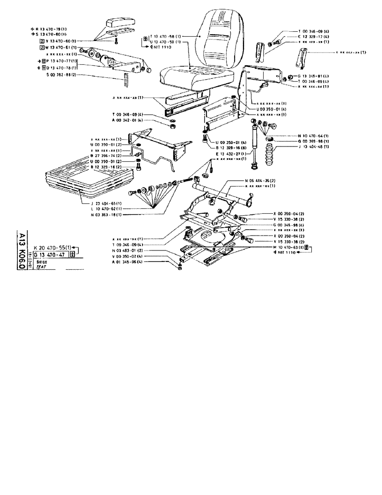 Схема запчастей Case 90BCL - (069) - SEAT (05) - UPPERSTRUCTURE CHASSIS