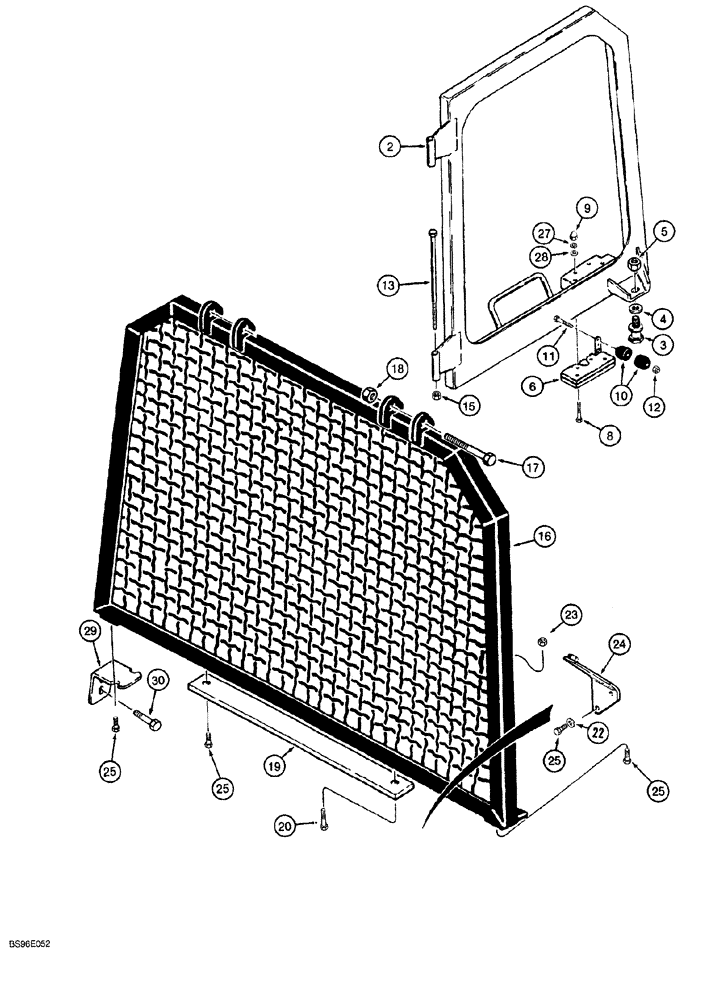 Схема запчастей Case 1150G - (9-052) - ROPS CAB DOOR WINDOW AND REAR SCREEN (05) - UPPERSTRUCTURE CHASSIS