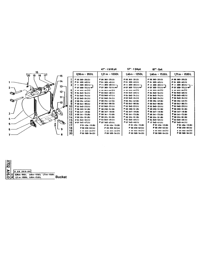 Схема запчастей Case 160CK - (85[B]) - BUCKET - 1,21M (1000L) (47" 15/16 YD.) (19) - BUCKETS