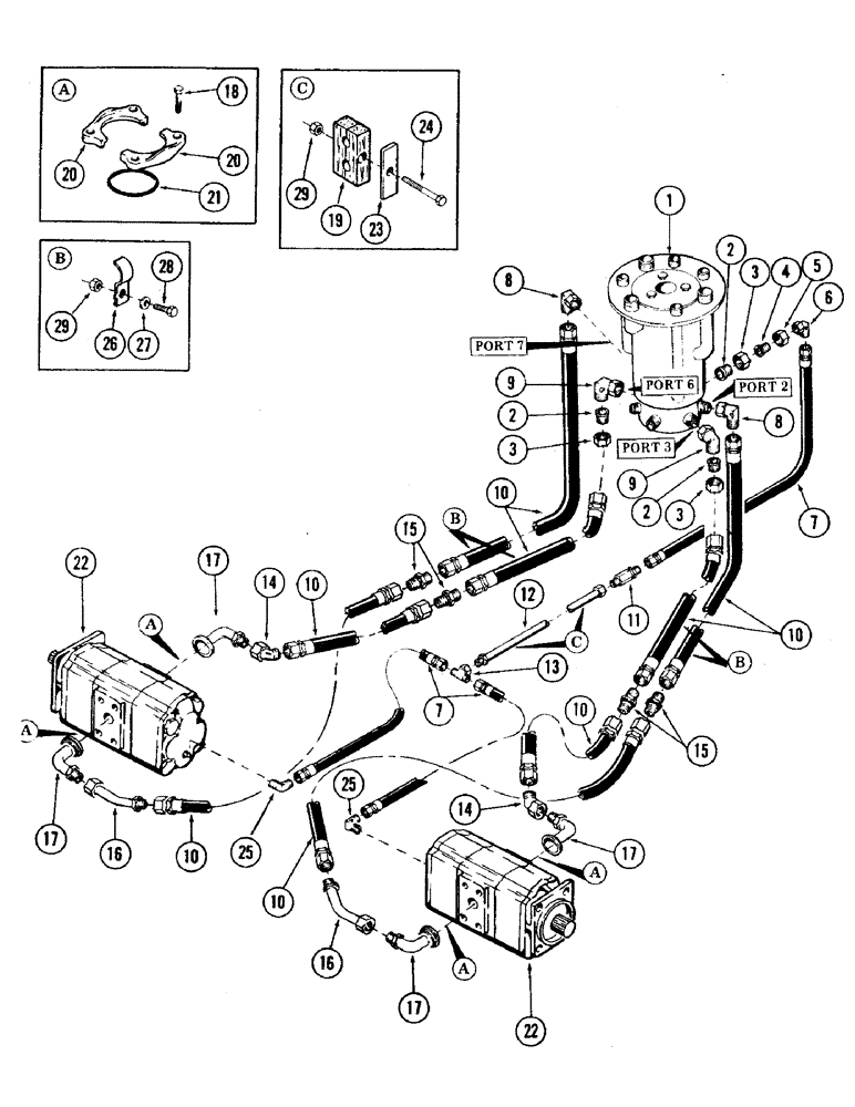 Схема запчастей Case 35 - (140) - LOWER TRACK DRIVE MOTOR AND DRAIN HYDRAULICS (35) - HYDRAULIC SYSTEMS