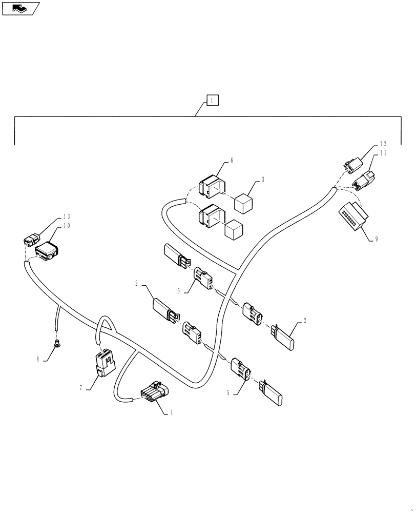 Схема запчастей Case 1021F - (41.200.09[01]) - JOYSTICK HARNESS, CAB (41) - STEERING