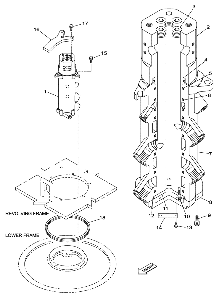 Схема запчастей Case CX300C - (07-010-00[01]) - SWING JOINT (08) - HYDRAULICS