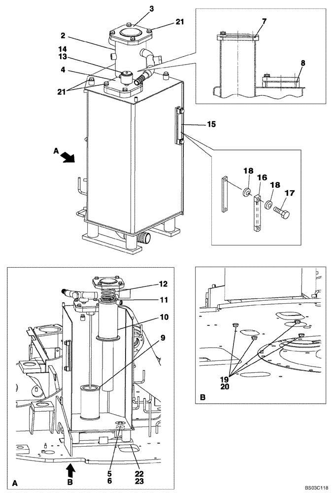 Схема запчастей Case CX80 - (08-01) - HYDRAULIC RESERVOIR (08) - HYDRAULICS