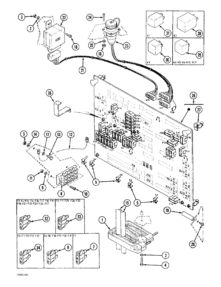 Схема запчастей Case 688BCK - (4-08) - ELECTRICAL CIRCUIT - OPERATORS COMPARTMENT, 688B CK (120552, 120554-) (06) - ELECTRICAL SYSTEMS