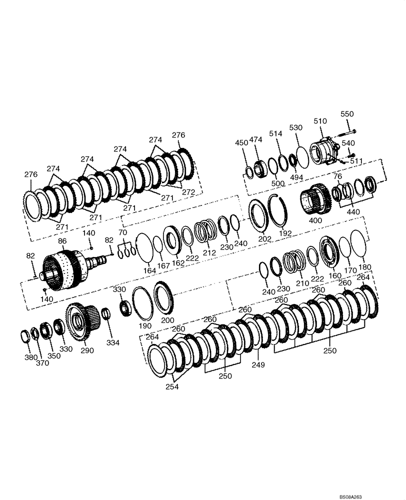 Схема запчастей Case 1221E - (06-07[01]) - TRANSMISSION - K1 / KV CLUTCH ASSY (11LH-01100) (6) (06) - POWER TRAIN