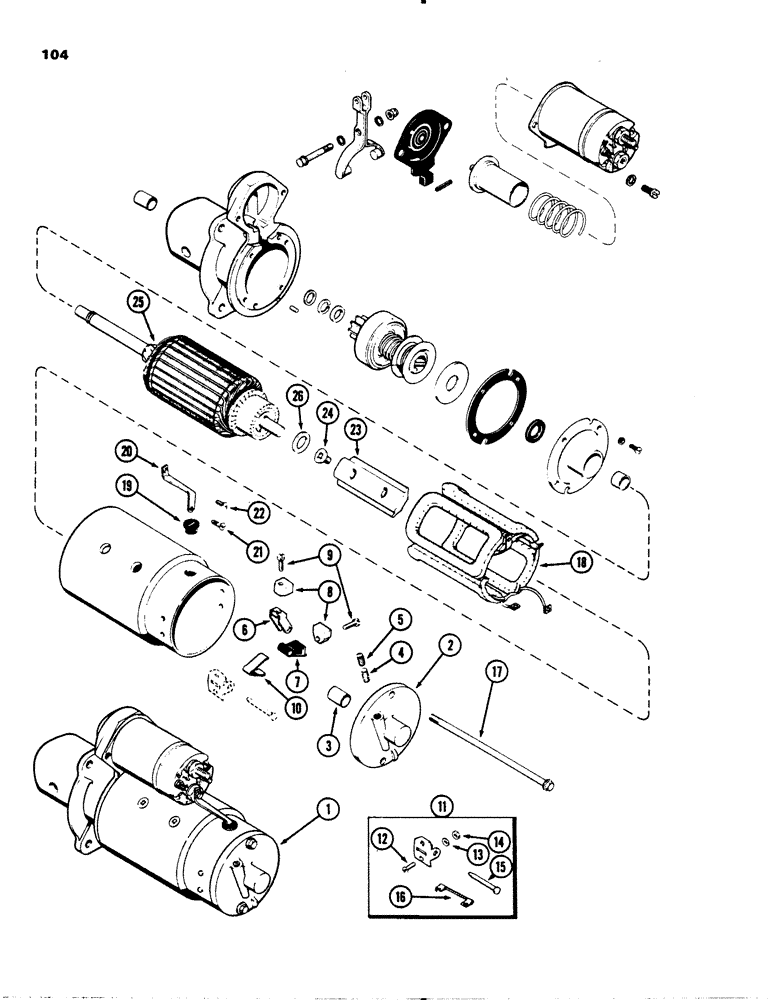 Схема запчастей Case 1845S - (104) - A39839 STARTER, (188) DIESEL ENGINE (55) - ELECTRICAL SYSTEMS