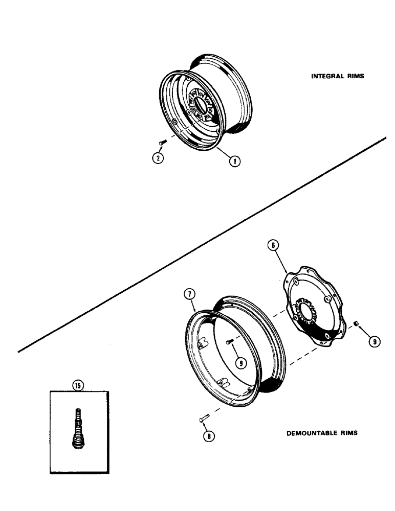 Схема запчастей Case 580 - (120) - 24" REAR WHEELS, INTEGRAL RIMS, DEMOUNTABLE RIMS (44) - WHEELS