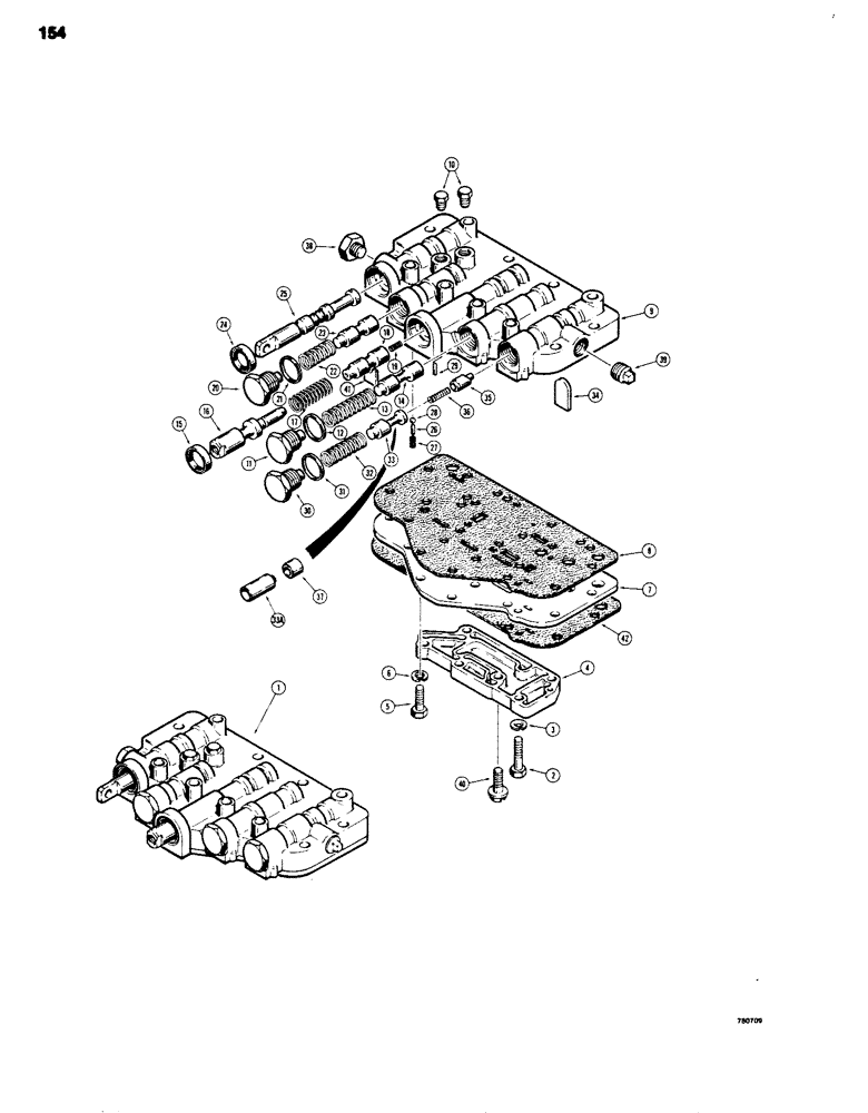 Схема запчастей Case 680G - (154) - TRANSMISSION, FORWARD AND REVERSE CONTROL VALVE (06) - POWER TRAIN