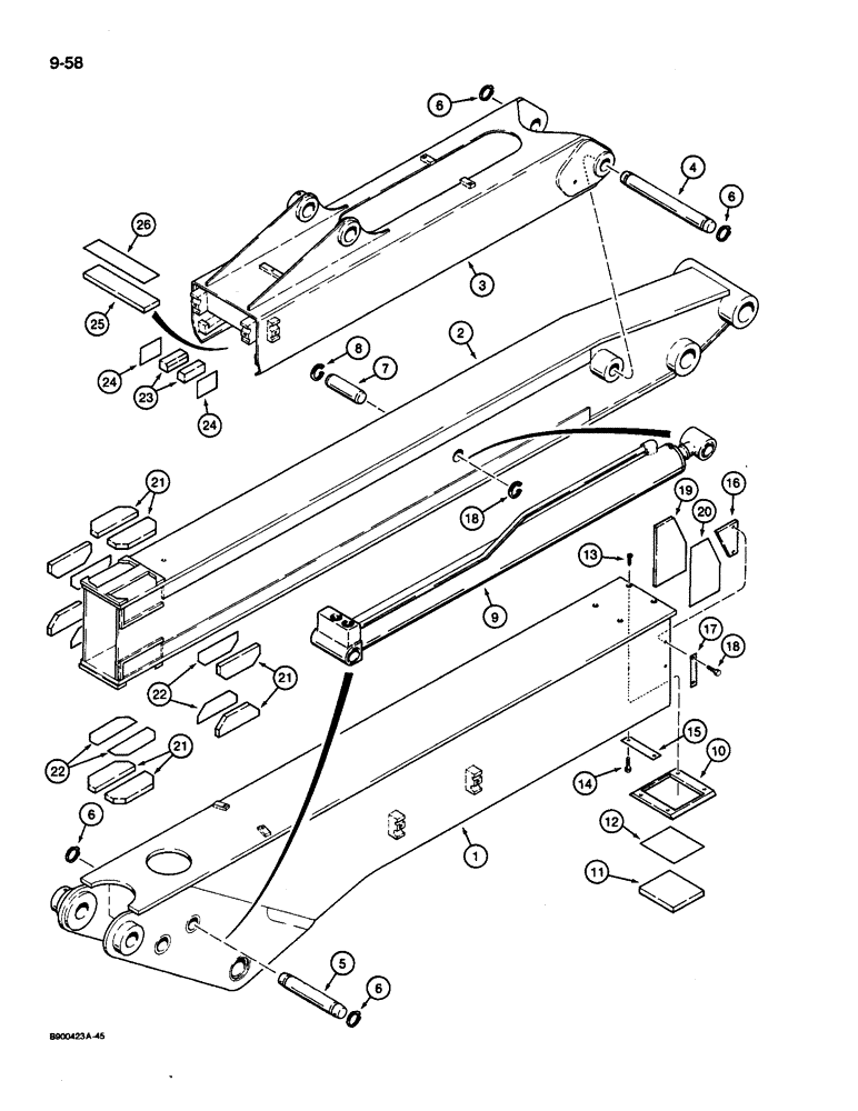 Схема запчастей Case 1085C - (9-058) - EXTENDAHOE (09) - CHASSIS/ATTACHMENTS