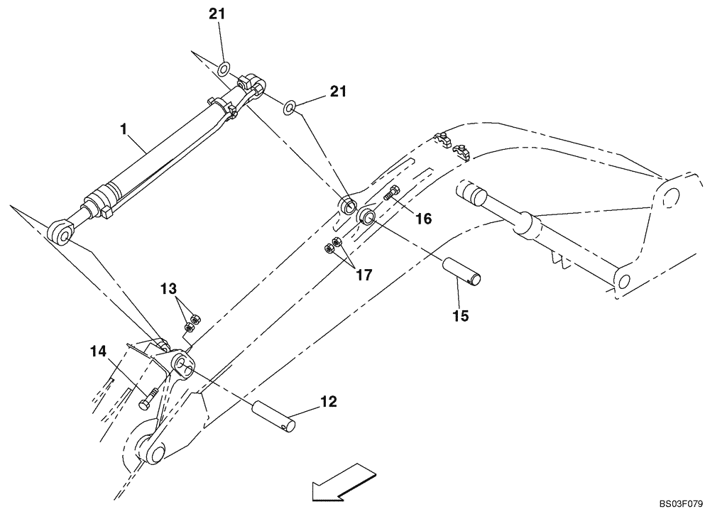 Схема запчастей Case CX135SR - (09-46) - ARM CYLINDER MOUNTING - 2,85 M (9 FT 4 IN) (09) - CHASSIS/ATTACHMENTS