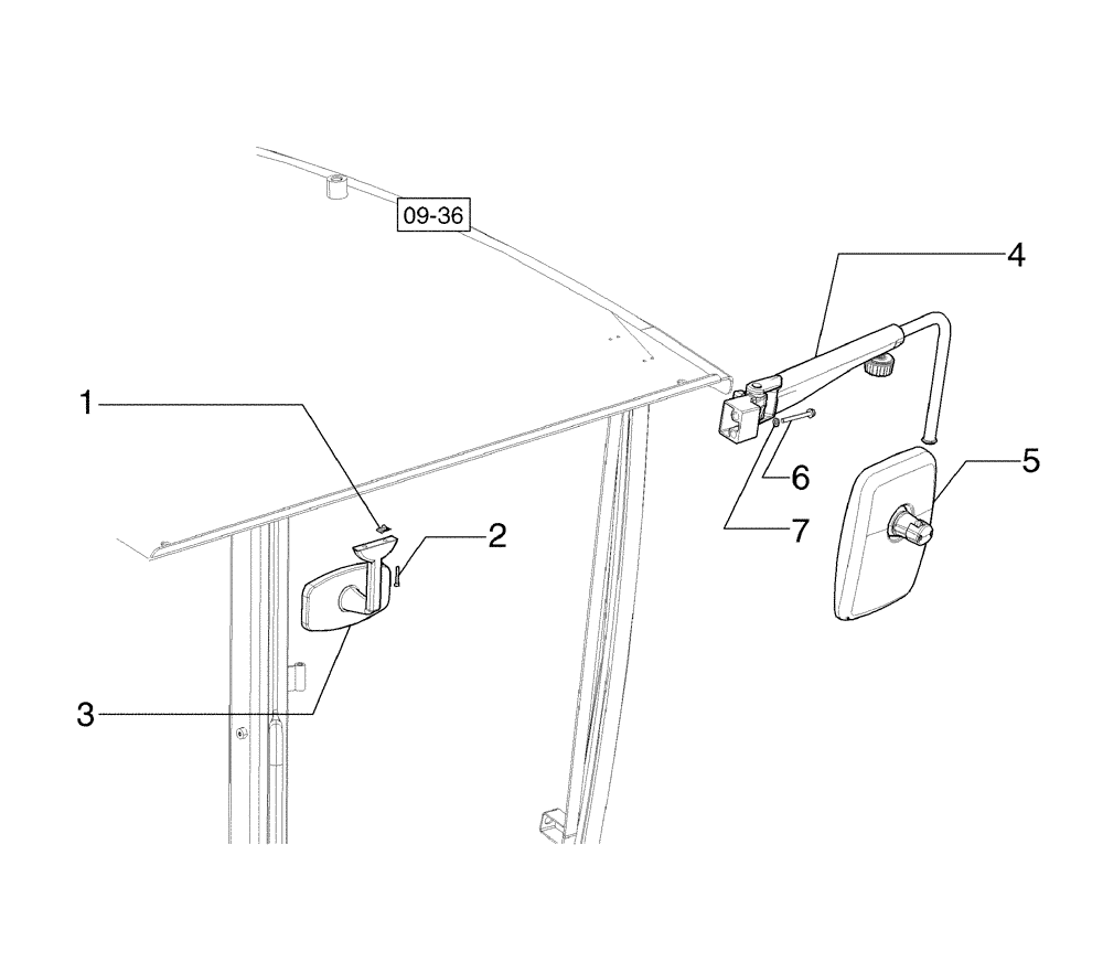 Схема запчастей Case 885B AWD - (09-46[01]) - CAB, REAR-VIEW MIRROR (09) - CHASSIS/ATTACHMENTS