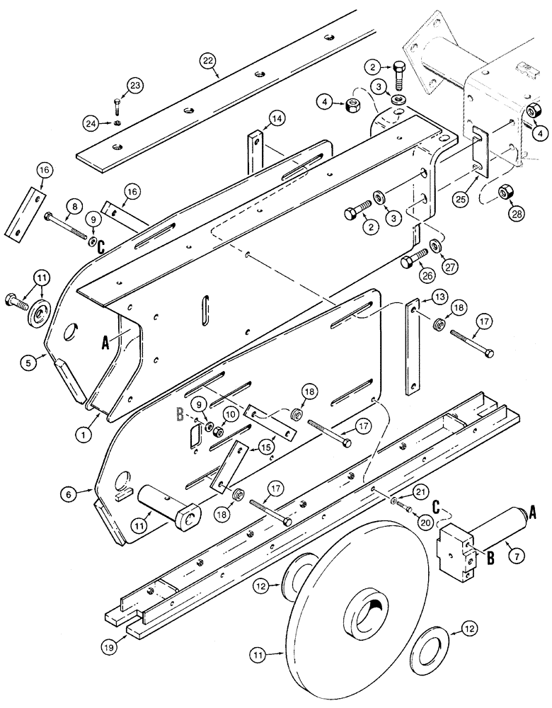Схема запчастей Case 960 - (09-30) - MOUNTING BOOM, TRENCHER (09) - CHASSIS