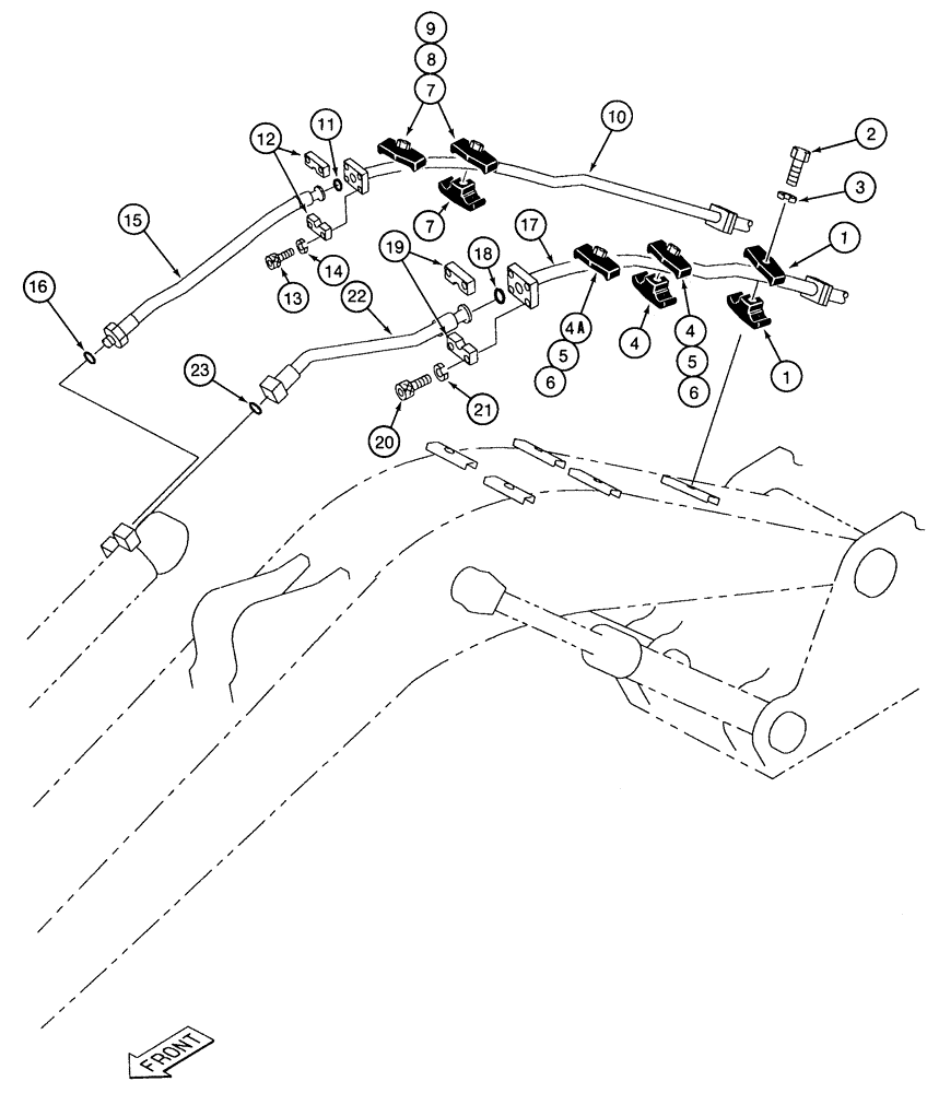 Схема запчастей Case 9050B - (8-058) - ARM CYLINDER LINES (08) - HYDRAULICS