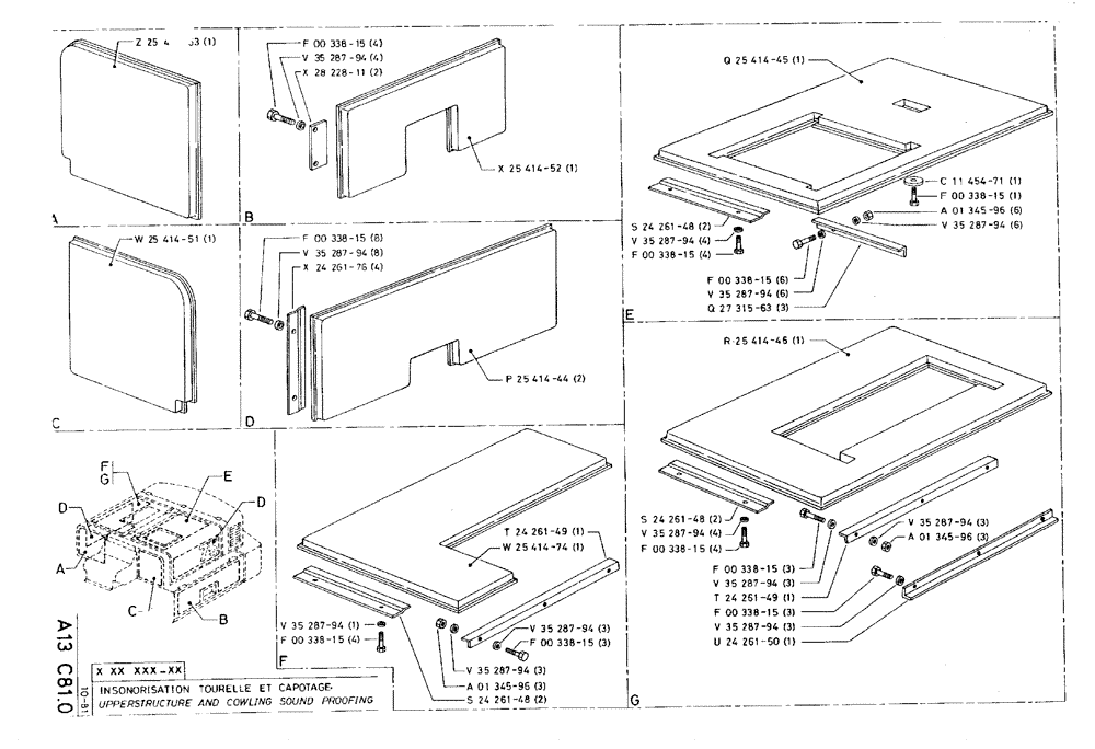 Схема запчастей Case 75C - (A13 C81.0) - UPPERSTRUCTURE AND COWLING SOUND PROOFING (05) - UPPERSTRUCTURE CHASSIS