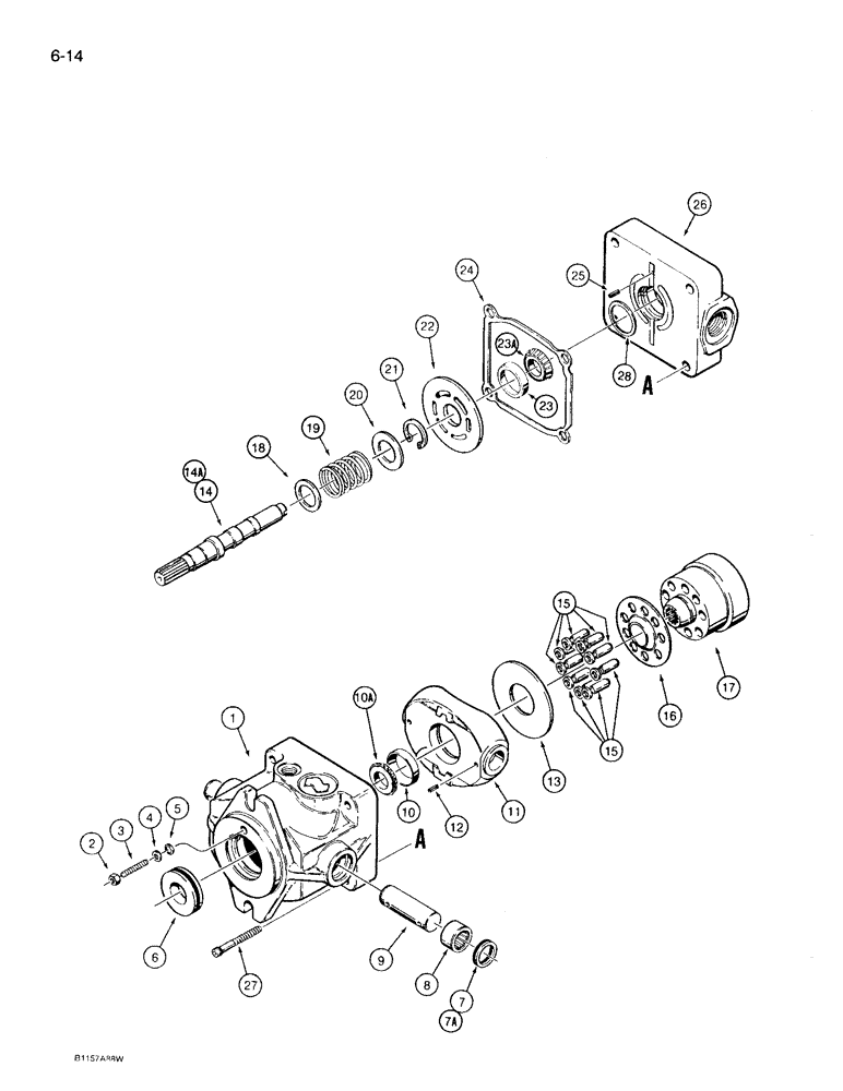 Схема запчастей Case 360 - (6-14) - GROUND DRIVE MOTOR (06) - POWER TRAIN