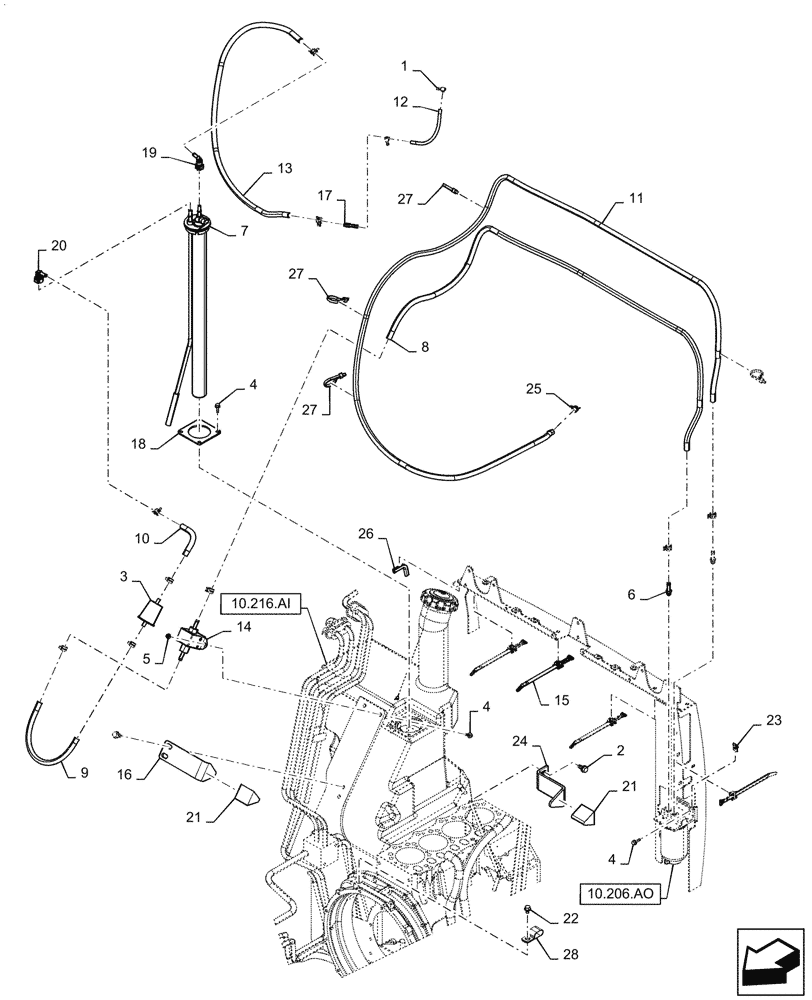 Схема запчастей Case SV185 - (10.210.AF) - FUEL LINES (10) - ENGINE