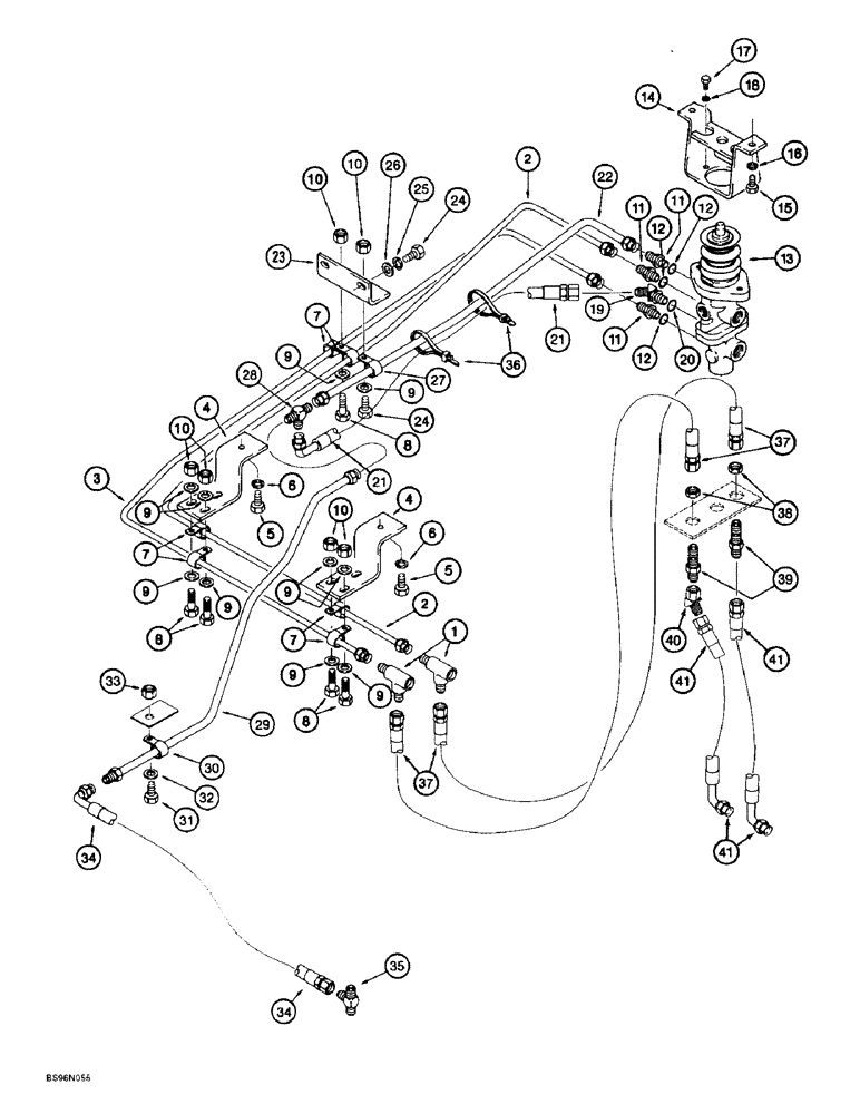 Схема запчастей Case 821B - (7-15A) - MAIN BRAKE HYDRAULIC CIRCUIT, TUBES AT ACCUMULATOR TO MAIN BARKE VALVE, P.I.N. JEE0051723 & AFTER (07) - BRAKES